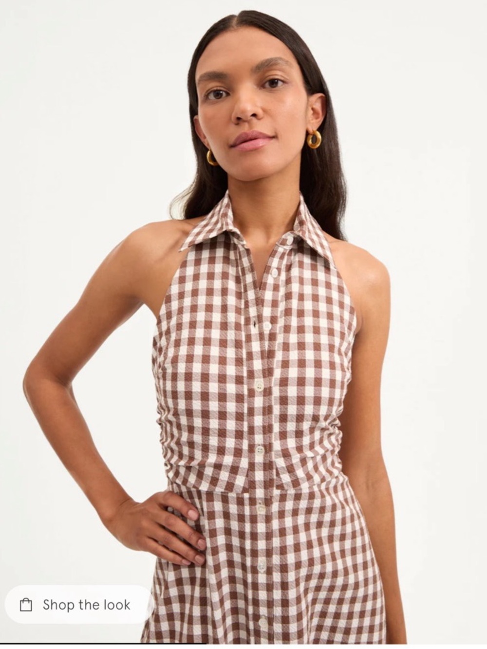 Veronica Beard Mackey Gingham Seersucker Halter Dress - Picture 4 of 10